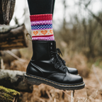 Chaussettes femme colorées en maille avec motifs multicolores