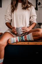 Chaussettes femme colorées en maille avec motifs fantaisie multicolores